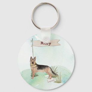 Custom Name German Shepherd Pet Dog Keychain