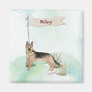 Custom Name German Shepherd Pet Dog Magnet