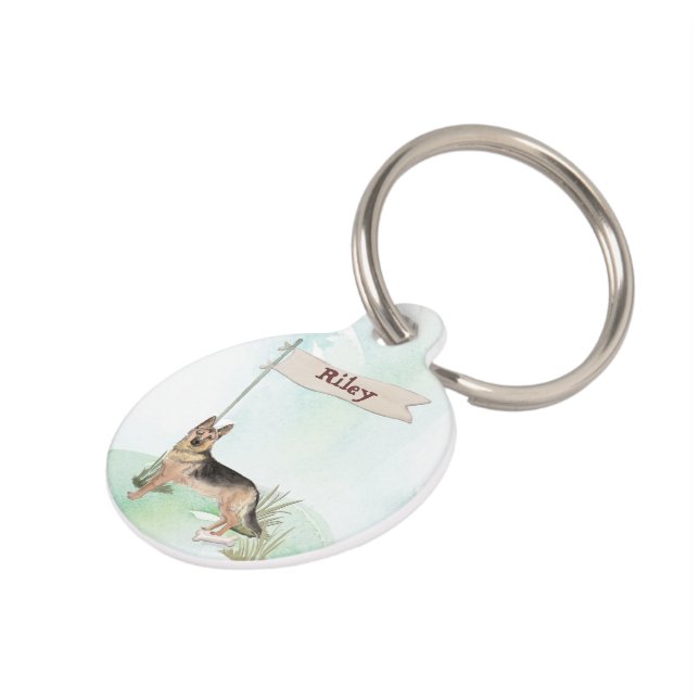 Custom Name German Shepherd Pet Dog Tag (Side)