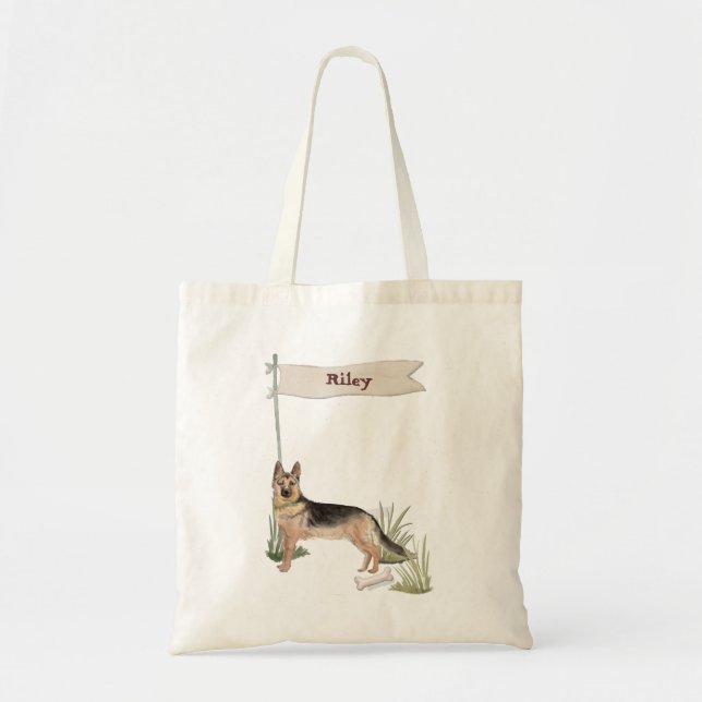 Custom Name German Shepherd Pet Dog Tote Bag (Front)