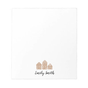 Custom Name Gingerbread Village Illustration Notepad