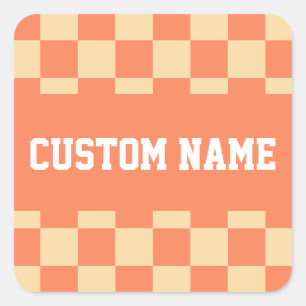 Custom Name Gingham Pattern Square Sticker