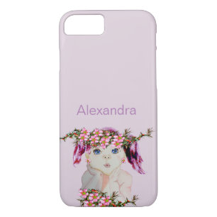 Custom Name Girls Floral Wildflower Purple Cute Case-Mate iPhone Case
