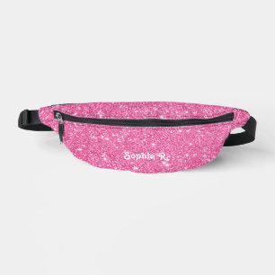 Custom Name Girly Faux Pink Glitter Fanny Pack
