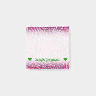 Custom Name; Girly Pink & Purple Swirly Pattern Post-it Notes