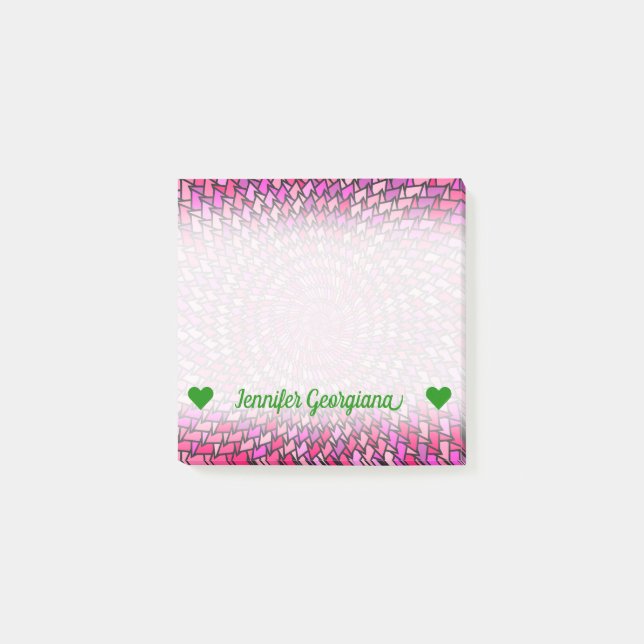 Custom Name; Girly Pink & Purple Swirly Pattern Post-it Notes (Front)
