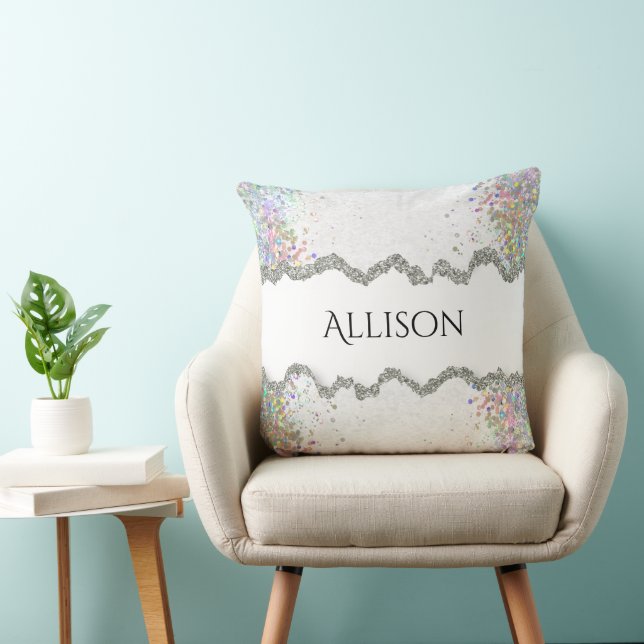 Custom Name Glitter Pillow, Personalized Pillow (Chair)