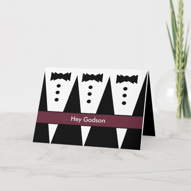 CUSTOM NAME Godson Invitation Three Tuxedos (Front)