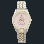 Custom Name Gold Foil Blush Pink Roses Letter A Watch<br><div class="desc">Custom Name Gold Foil Blush Pink Roses Letter A design features a stylish floral monogram with elegant shimmer—perfect for feminine themes, romantic occasions, and personalized name customization. Click 'Personalize' to customize with your name or a loved one’s.</div>