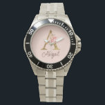Custom Name Gold Foil Blush Pink Roses Letter A Watch<br><div class="desc">Custom Name Gold Foil Blush Pink Roses Letter A design features a stylish floral monogram with elegant shimmer—perfect for feminine themes,  romantic occasions,  and personalized name customization. Click 'Personalize' to customize with your name or a loved one’s.</div>