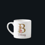 Custom Name Gold Foil Blush Pink Roses Letter B Espresso Cup<br><div class="desc">Custom Name Gold Foil Blush Pink Roses Letter B design showcases a delicate floral monogram with golden shimmer—ideal for elegant personalization,  romantic vibes,  and thoughtful name-based creations. Click 'Personalize' to add your name or someone special’s.</div>