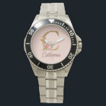Custom Name Gold Foil Blush Pink Roses Letter C Watch<br><div class="desc">Custom Name Gold Foil Blush Pink Roses Letter C design highlights a graceful floral monogram with soft golden accents—perfect for chic personalization,  romantic aesthetics,  and meaningful name customization. Click 'Personalize' to add your name or a loved one’s.</div>