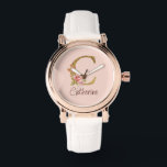 Custom Name Gold Foil Blush Pink Roses Letter C Watch<br><div class="desc">Custom Name Gold Foil Blush Pink Roses Letter C design highlights a graceful floral monogram with soft golden accents—perfect for chic personalization,  romantic aesthetics,  and meaningful name customization. Click 'Personalize' to add your name or a loved one’s.</div>