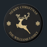 Custom Name Gold Glitter Reindeer Merry Christmas Magnet<br><div class="desc">Custom Name Gold Glitter Reindeer Merry Christmas Magnet</div>