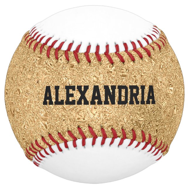 Custom Name Gold Glitter Sparkle Foil Softball (Front)