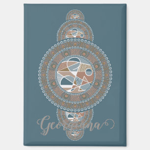 Custom Name Gold Teal Abstract Ornamental Mandala Magnet