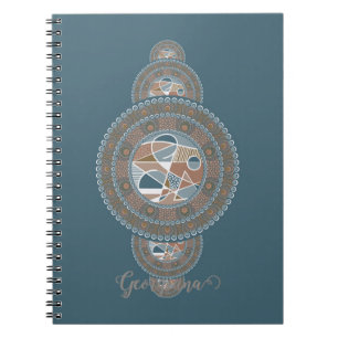 Custom Name Gold Teal Abstract Ornamental Mandala Notebook