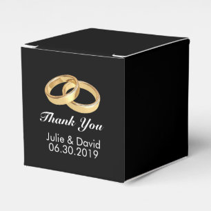 Custom Name Gold Wedding Rings Black Favor Box
