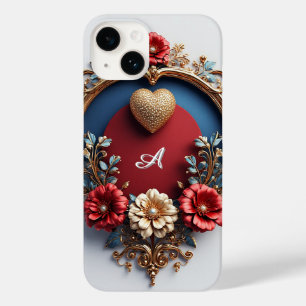 Custom name Golden Heart Glow ✨ Pearl Bead Chic Case-Mate iPhone 14 Case