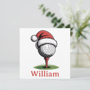 Custom Name Golf Balls Christmas Golf Santa Golfer Holiday Card