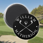 Custom Name Golf Clubs Black And White Magnet<br><div class="desc">Personalize the name to create a classic and stylish golf gift. Ideal for individuals,  golf clubs and as a company gift.
Designed by Thisisnotme©</div>
