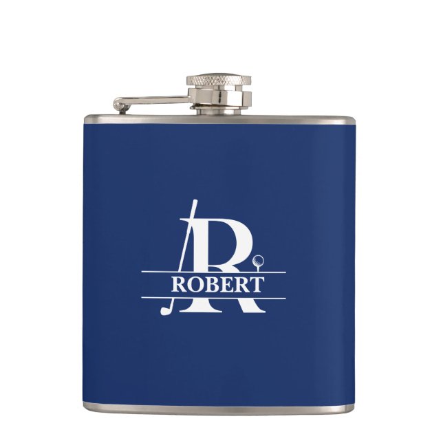 Custom Name Golf Letter Vinyl Wrapped Flask (Front)