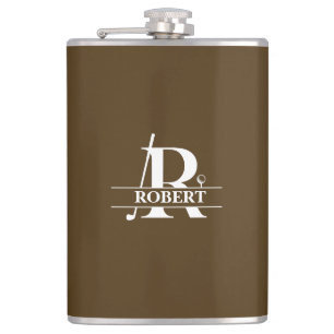 Custom Name Golf Letter Vinyl Wrapped Flask