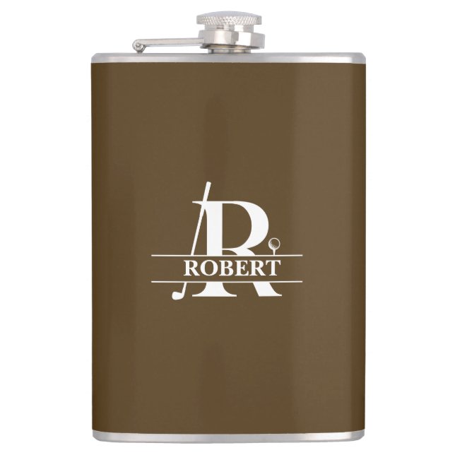Custom Name Golf Letter Vinyl Wrapped Flask (Front)