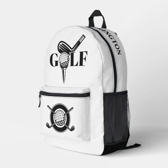 Custom Name Golf Printed Backpack (Back Corner Right)