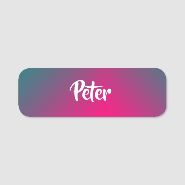 Custom name gradient pink and blue name tag (Front)