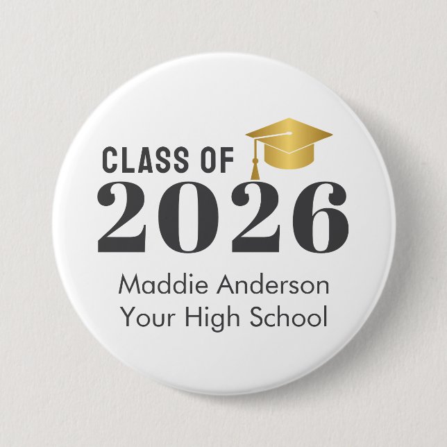 Custom Name Graduation  3 Inch Round Button (Front)