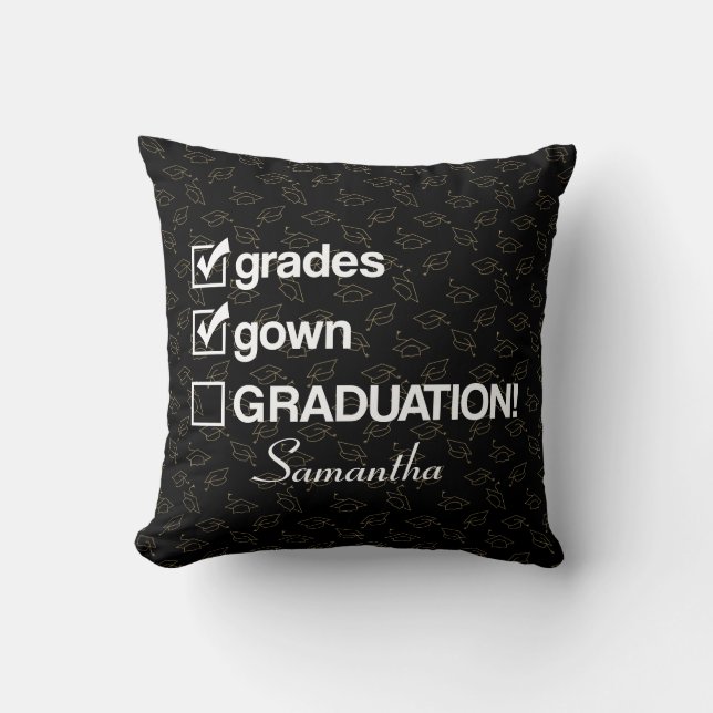 Custom Name Graduation Gift | Funny Graduation Throw Pillow (Front)