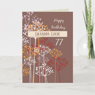 Custom Name Grandfather 77th Birthday Brown Card