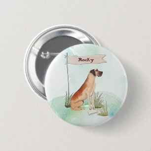 Custom Name Great Dane Pet Dog 2 Inch Round Button