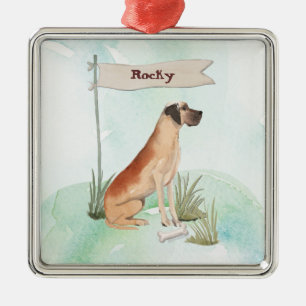 Custom Name Great Dane Pet Dog Metal Ornament