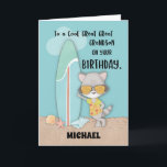 Custom Name Great Great Grandson Birthday Raccoon Card<br><div class="desc">This cool raccoon on the front of this fun card is greeting your great great grandson a happy birthday while enjoying his surfing day on the beach. This will remind your loved one that summertime is birthday time and fun time.</div>