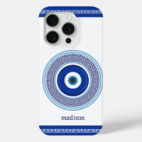 Custom Name Greek Pattern Evil Eye Nazar