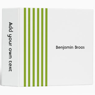 Custom name green and white stripes binder