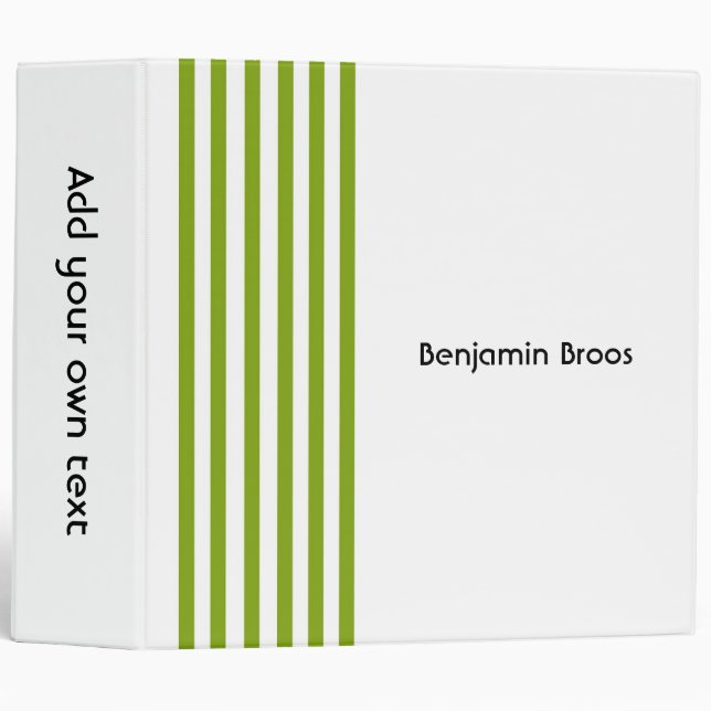 Custom name green and white stripes binder (Front/Spine)