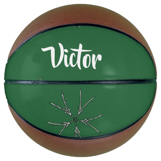 Custom name green bloom basketball (Front)