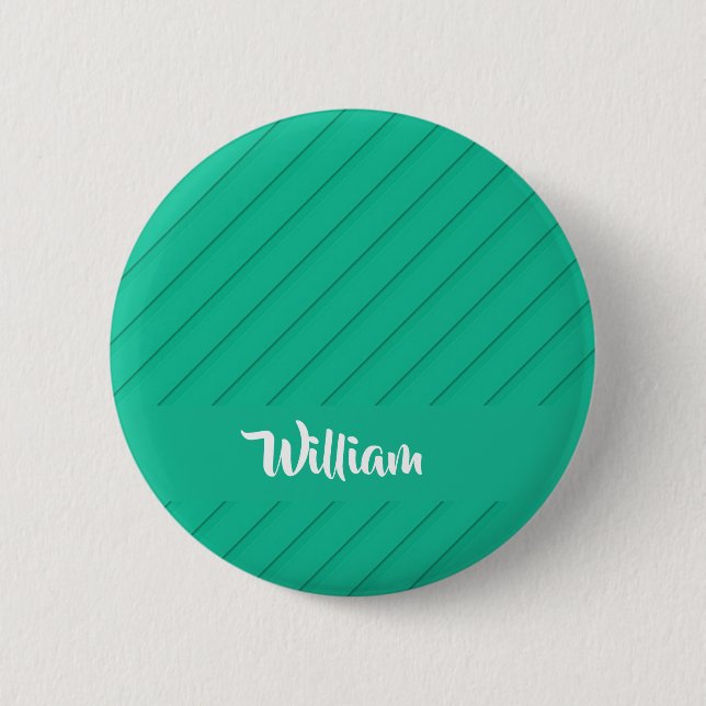 Custom name green diagonal plastic textured 2 inch round button (Front)