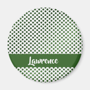 Custom name green dots pattern magnet