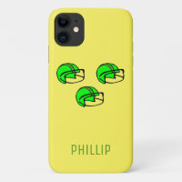 Custom name green football helmet yellow
