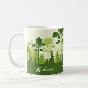 Custom name Green Forest coffee mugs