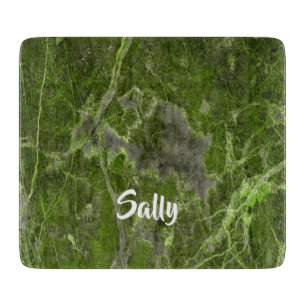 Custom name green marble tile cutting board