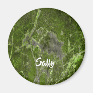 Custom name green marble tile magnet