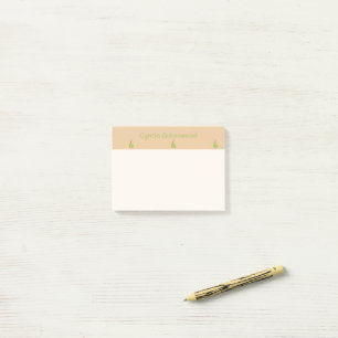 Custom name green pear pattern brown post-it notes
