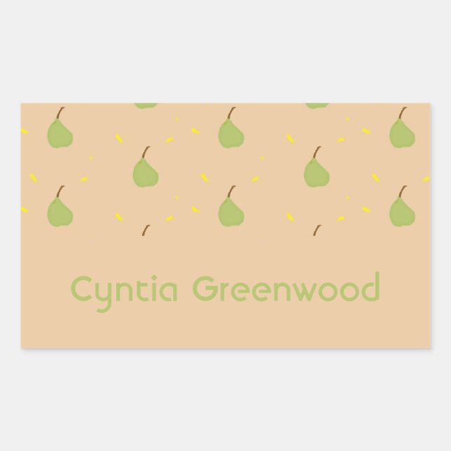Custom name green pear pattern brown sticker (Front)