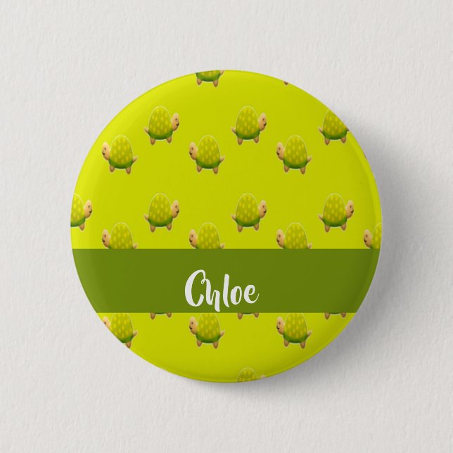 Custom name green turtles 2 inch round button (Front)