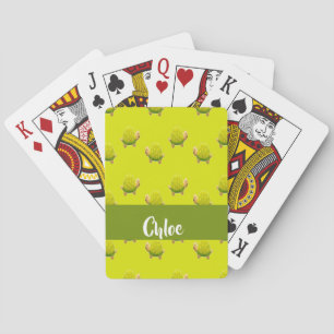 Custom name green turtles playing cards